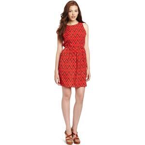Jack by BB Dakota Aiko Dress Red Chevron Mini Sleeveless Large